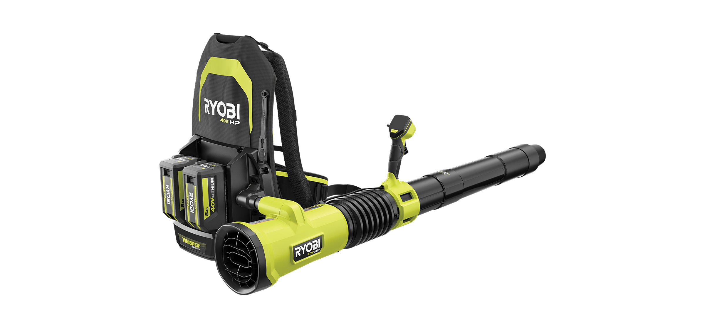 RYOBI 40V HP Brushless 850 CFM Backpack Blower with labeled features