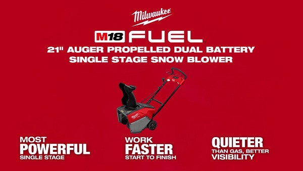 MILWAUKEE M18 FUEL 21" Auger Propelled Dual Battery Single Stage Snow Blower Kit